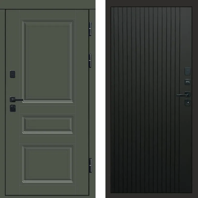 Фото Дверь Термо-Доор Орегон грин(черная фурнитура) (квартира) DIS007542