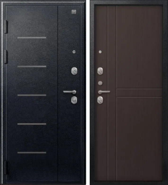 Фото Дверь V-06 Черный муар - Лиственница темная DIS007348